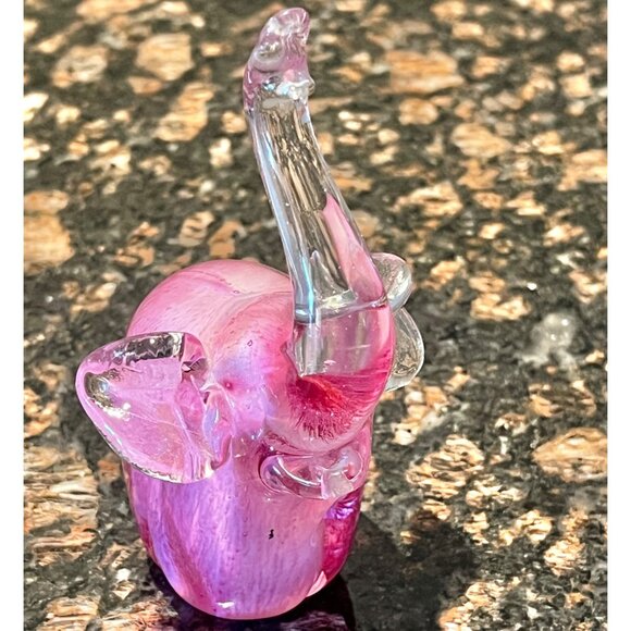 Blown Glass Pink Elephant Figurine 5.5" Tall Decorative Collectible Handcrafted - Picture 3 of 11